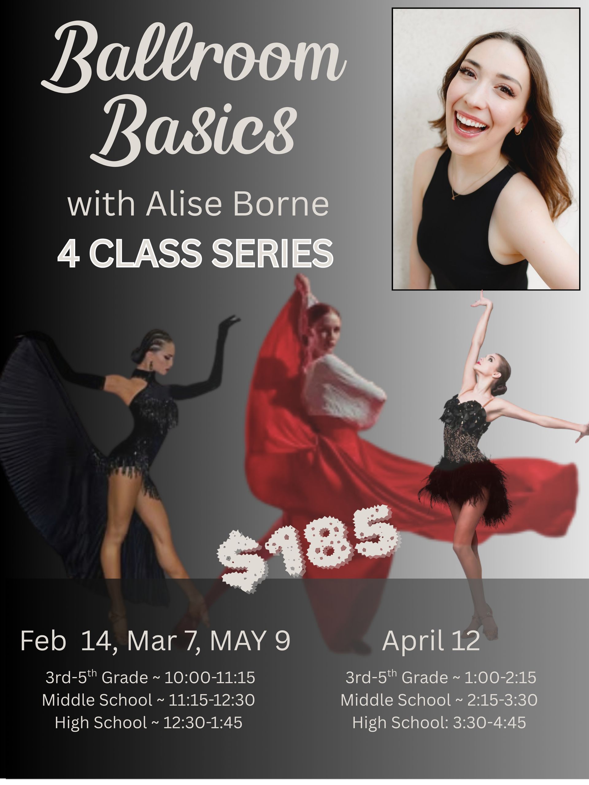 4 week Ballroom Dance class series featuring Alise Borne as instructor in Huntsville AL