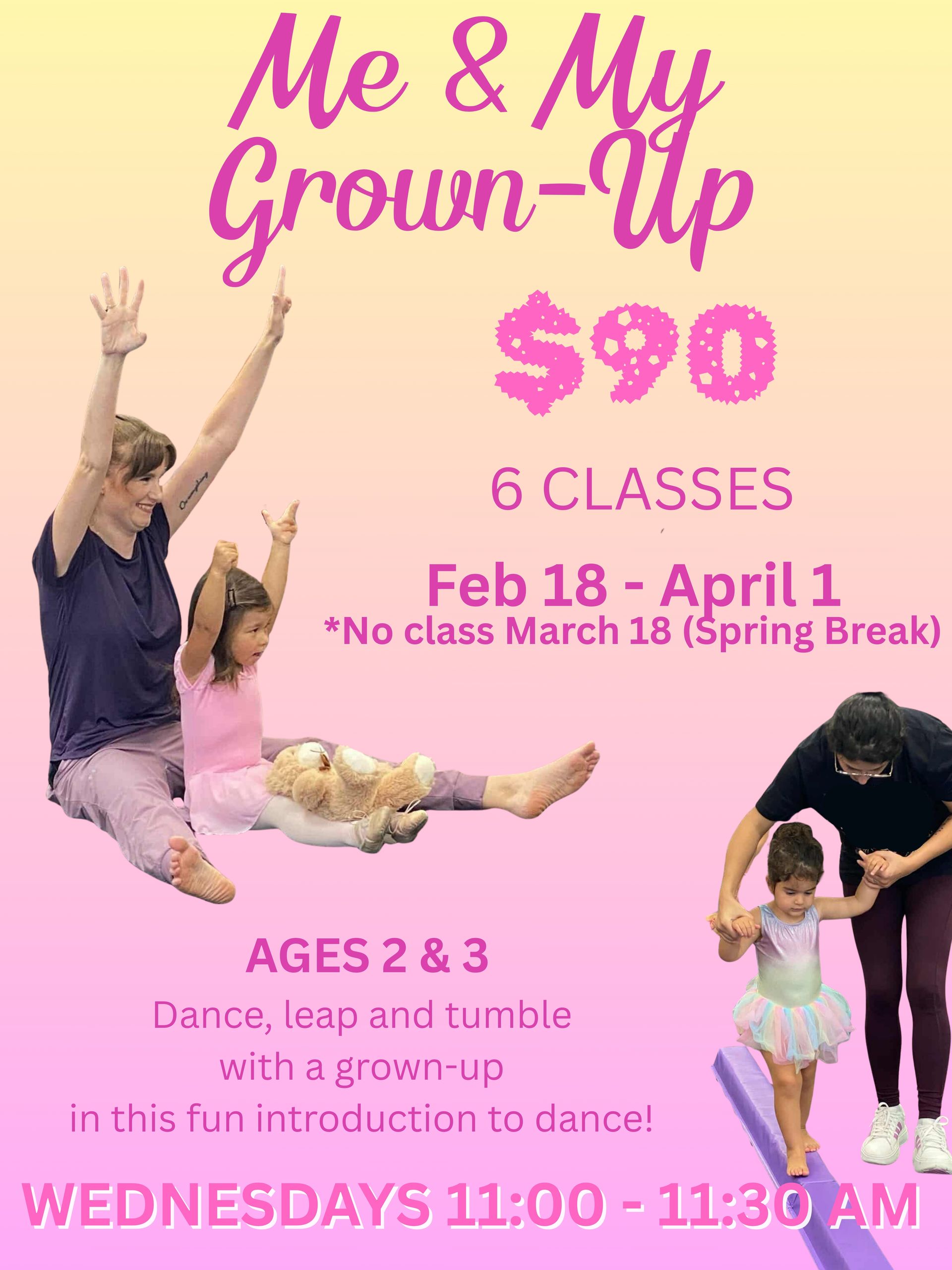 A fun introduction to dance class for 2 and 3 year olds with a participating adult. Mommy and me dance class in Huntsville AL