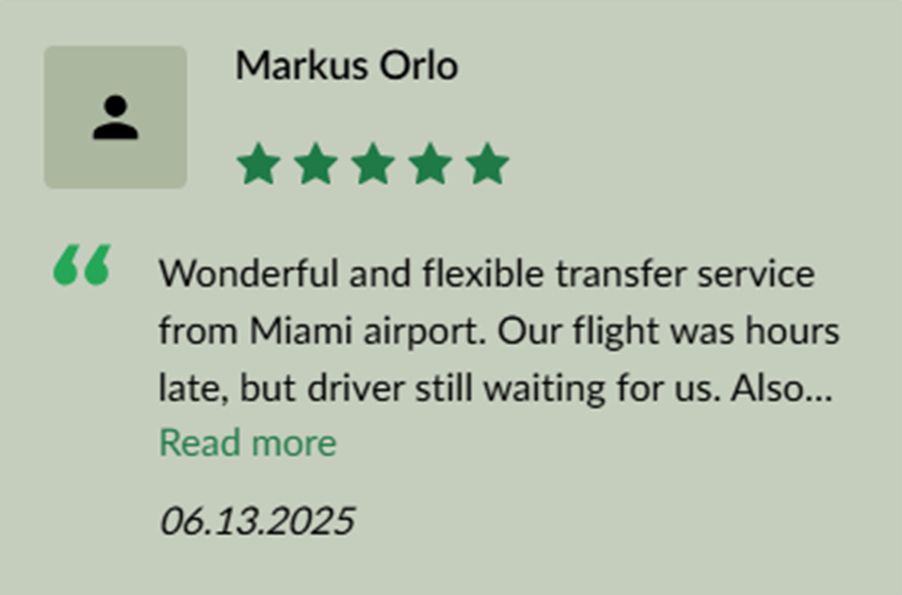 A wonderful and flexible transfer service from miami airport