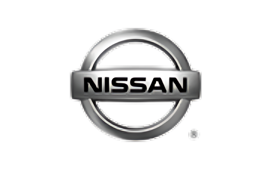 The nissan logo is on a white background.
