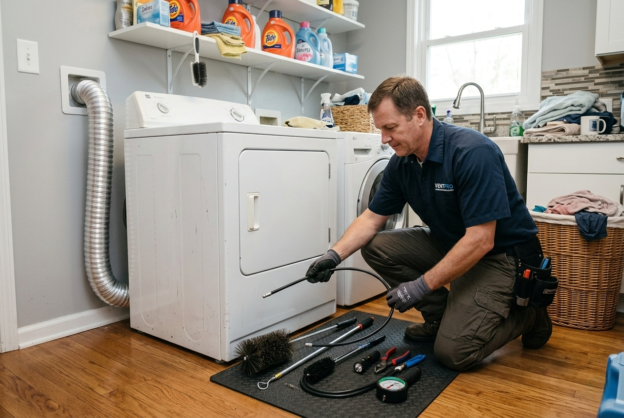 Professional preparing eco-friendly air duct cleaning tools to improve home air quality.