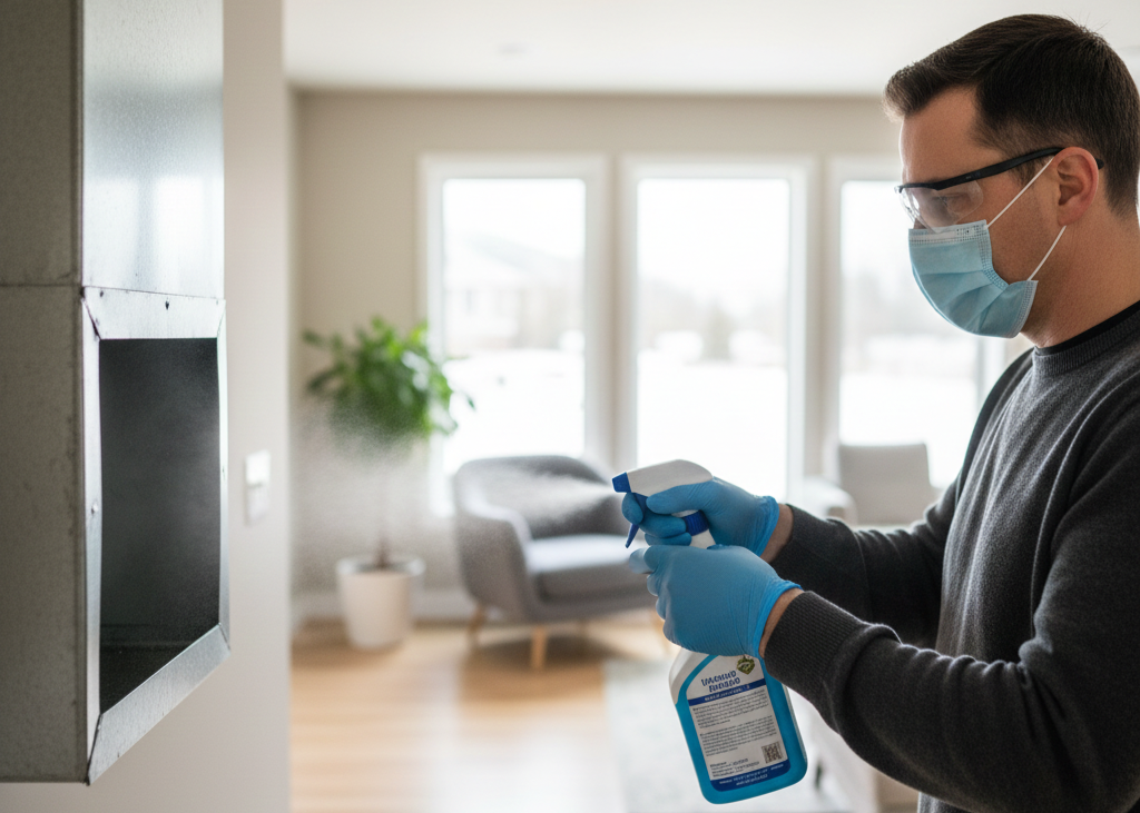 Disinfecting air duct for HVAC cleaning service