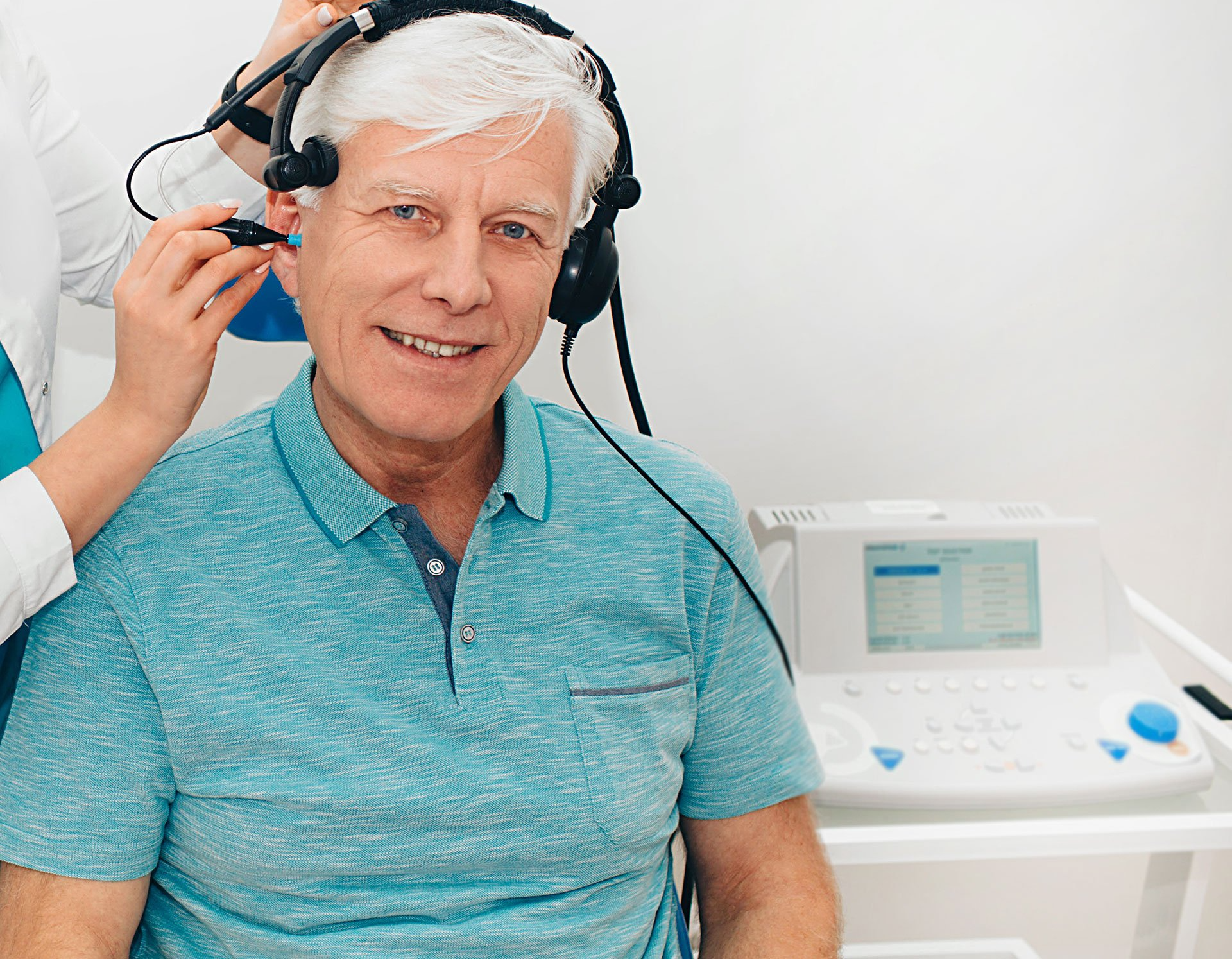 Man at a hearing evaluation