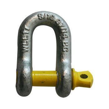 A Close Up of a Shackle With a Yellow Pin on a White Background — Wingham Farm Machinery in Wingham, NSW