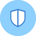 a blue circle with a white shield inside of it | Apple Security Solutions