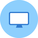 a computer monitor icon in a blue circle | Apple Security Solutions