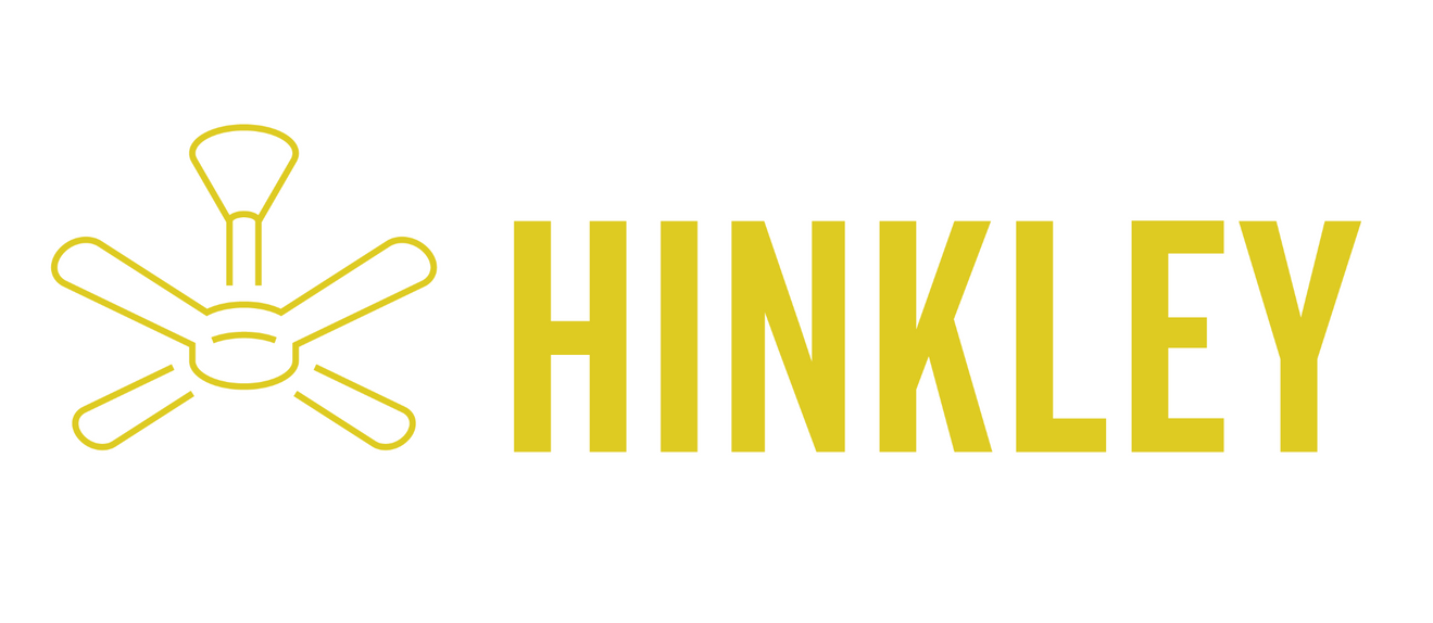 Yellow logo with a ceiling fan symbol and the word