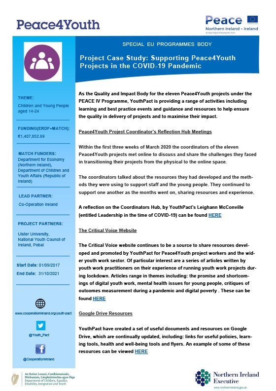 Supporting Peace4youth projects