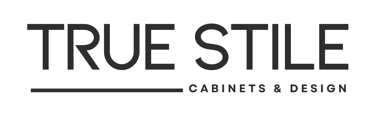Logo for True Stile, featuring text "TRUE STILE" and "CABINETS & DESIGN" below a horizontal line.