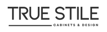 Logo for True Stile, featuring text "TRUE STILE" and "CABINETS & DESIGN" below a horizontal line.