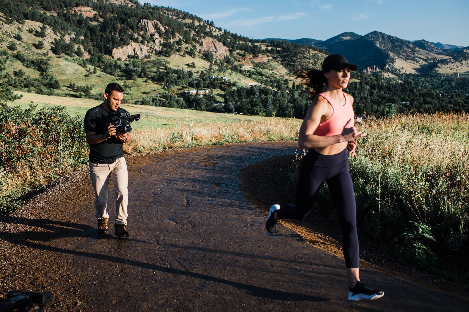 Filming Samantha Rossin running, filmed by Shawn Vela