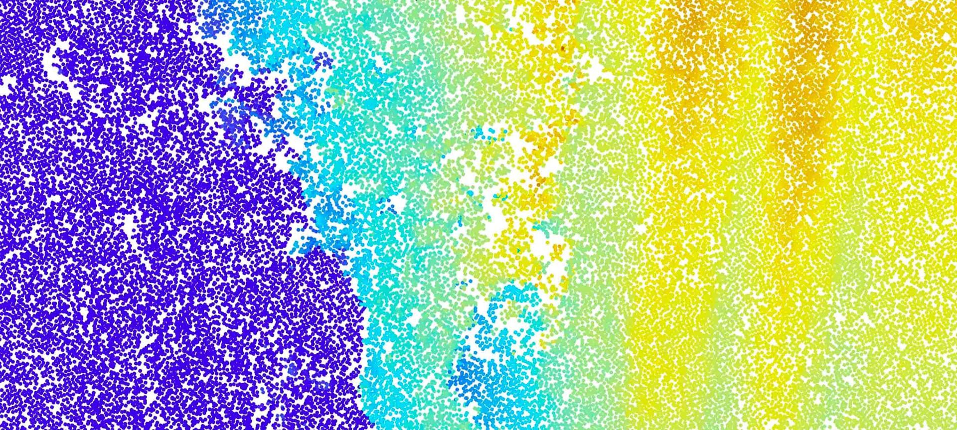 Abstract image with colorful granular gradients, shifting from purple to blue-green to yellow-orange.