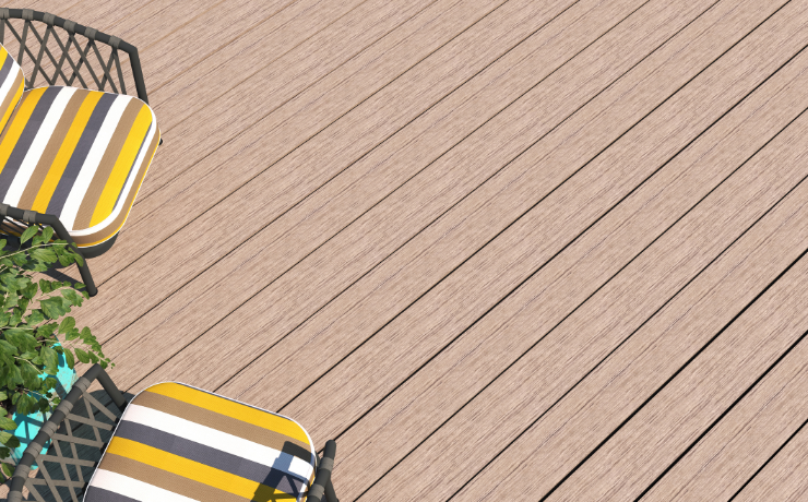 A photo of a composite deck installed at a home in Gilbert, AZ by SanTan Deck Designs