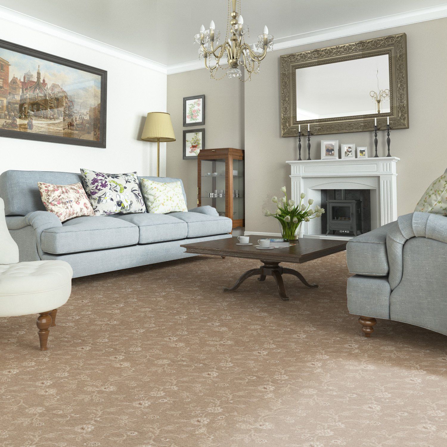 Beige Axminster Carpet in Luxurious Living Room