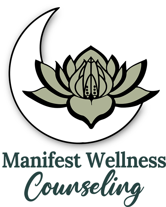 A logo for manifest wellness counseling with a letter m