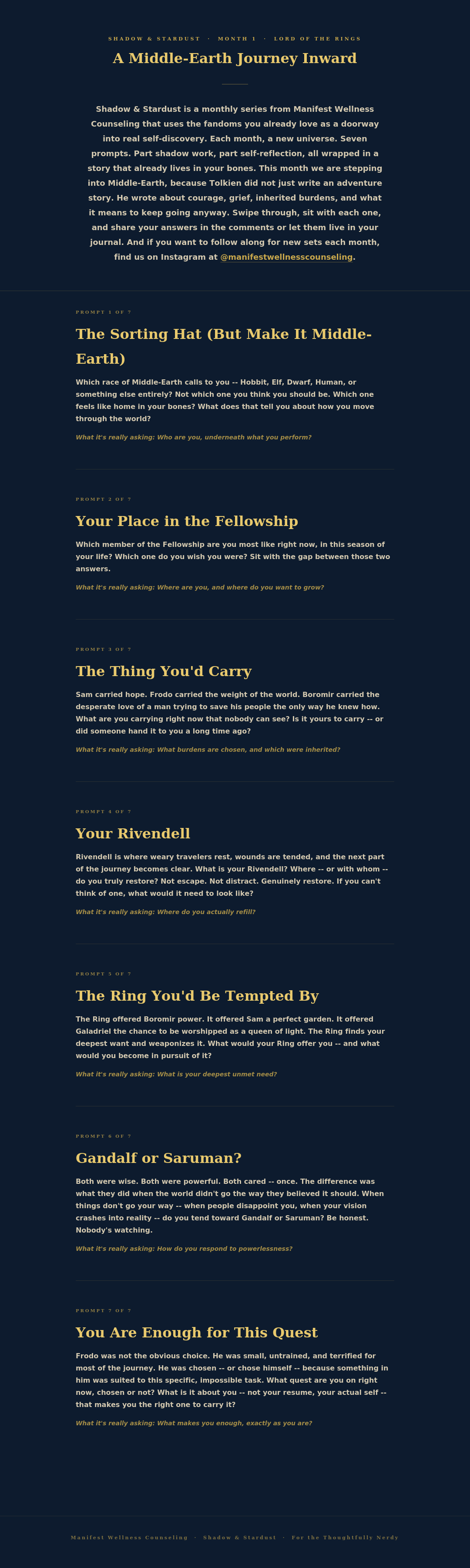 LOTR therapeutic writing prompts
