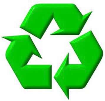 A green recycling symbol on a white background