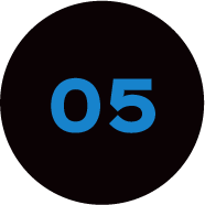 A blue number five in a black circle on a white background.