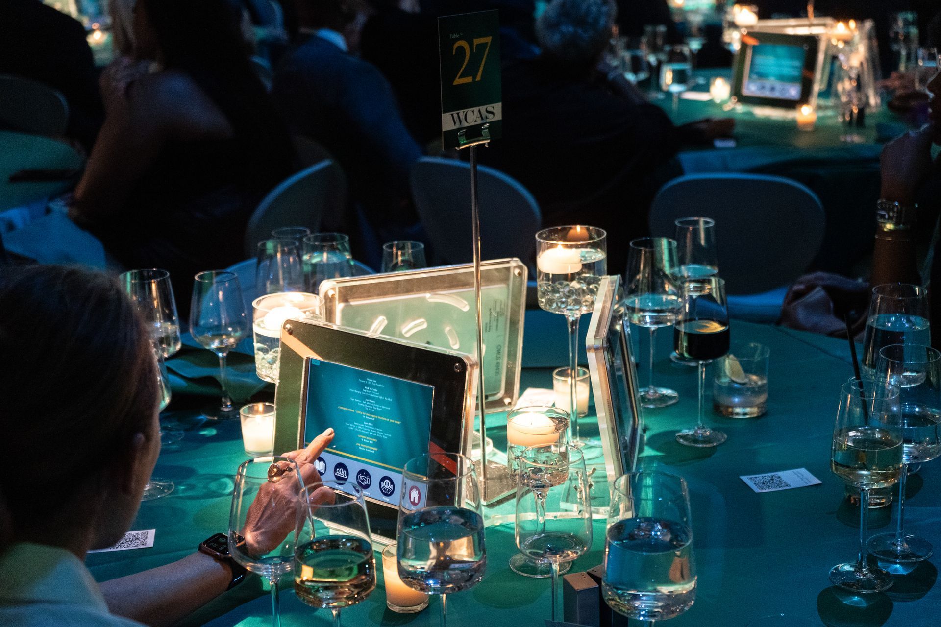 A table with a number 27 on it