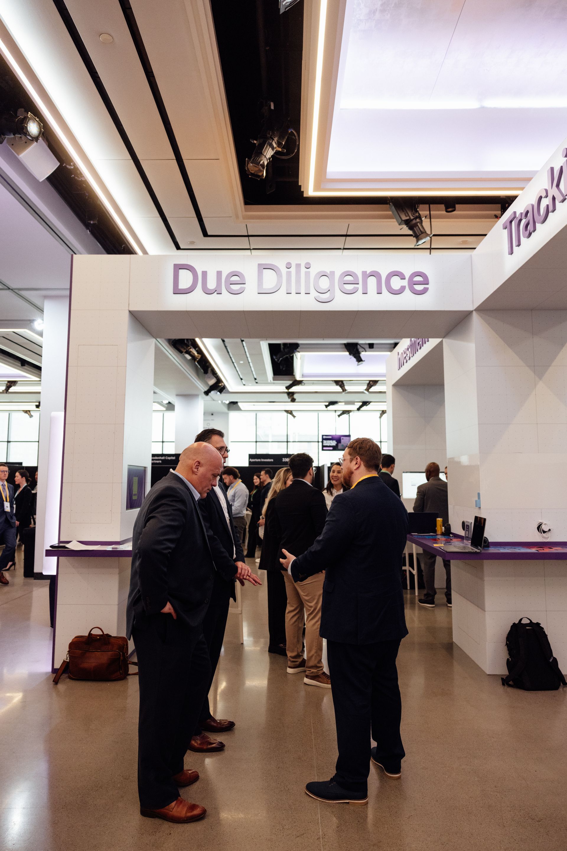 People gathered under a 