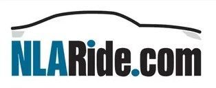 NLA Ride logo: Car outline above blue 