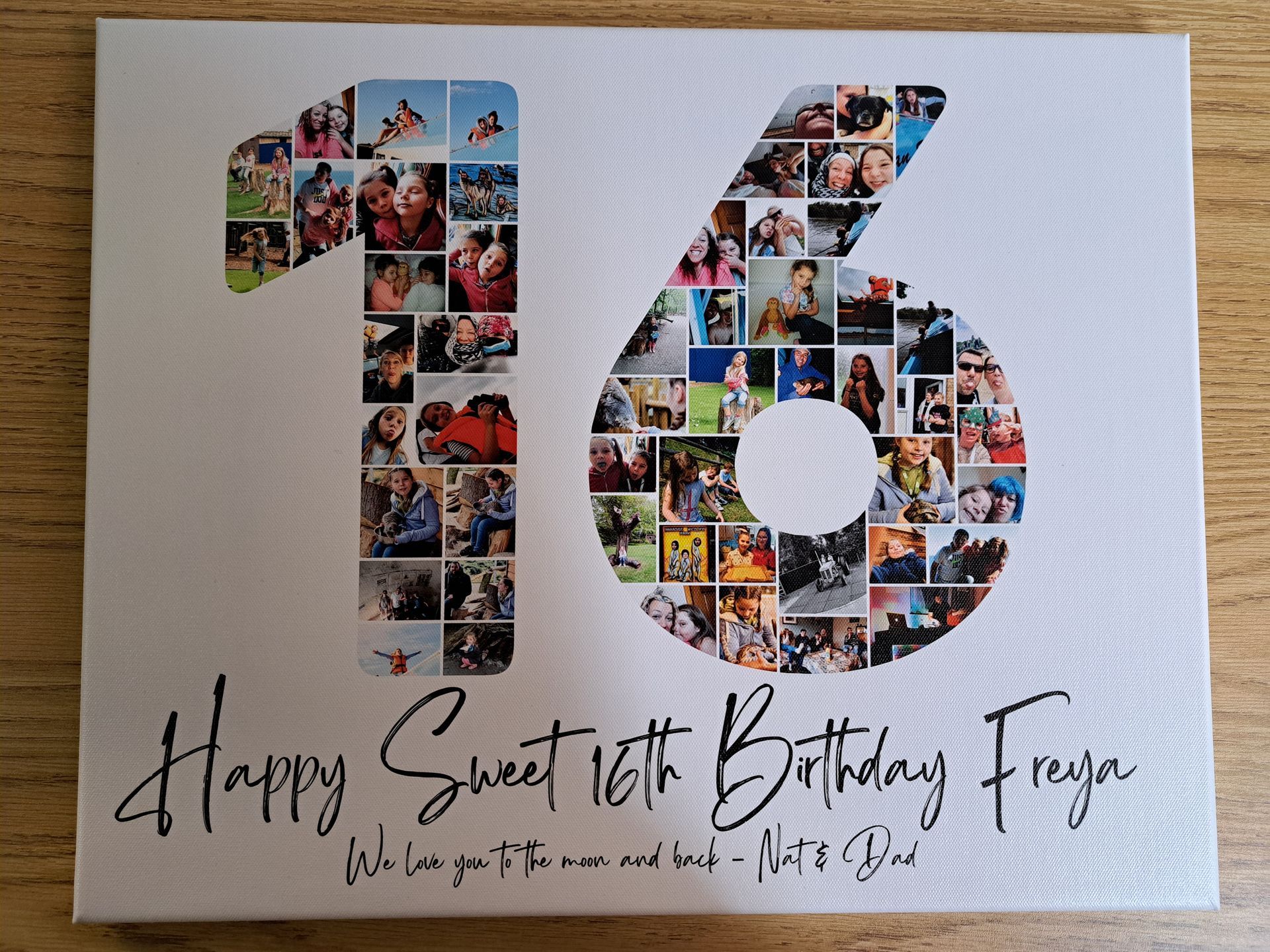 personalised gift ideas, custom milestone photo collages, number photo collages for birthday and anniversary gifts, canvas photo collage gift ideas, gift photo art, personalised gifts, lovely photo collages for celebrating different milestones, printing service, printing your photos to canvas, 