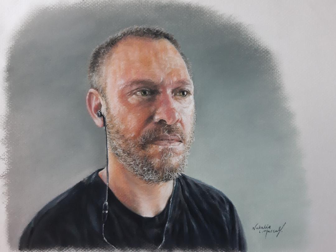 A realistic portrait pastel drawing of Will Young by Natalie Mascall, celebrity portrait, 