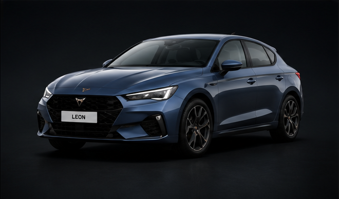 Berlina Lexus blu su sfondo scuro, vista frontale di tre quarti.