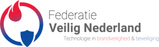 A red and blue logo for federatie veilig nederland