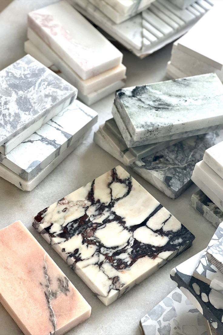 Assorted Marble Patterned Rectangular Trays And Slabs Stacked — Everyday Interiors in Helensburgh, NSW