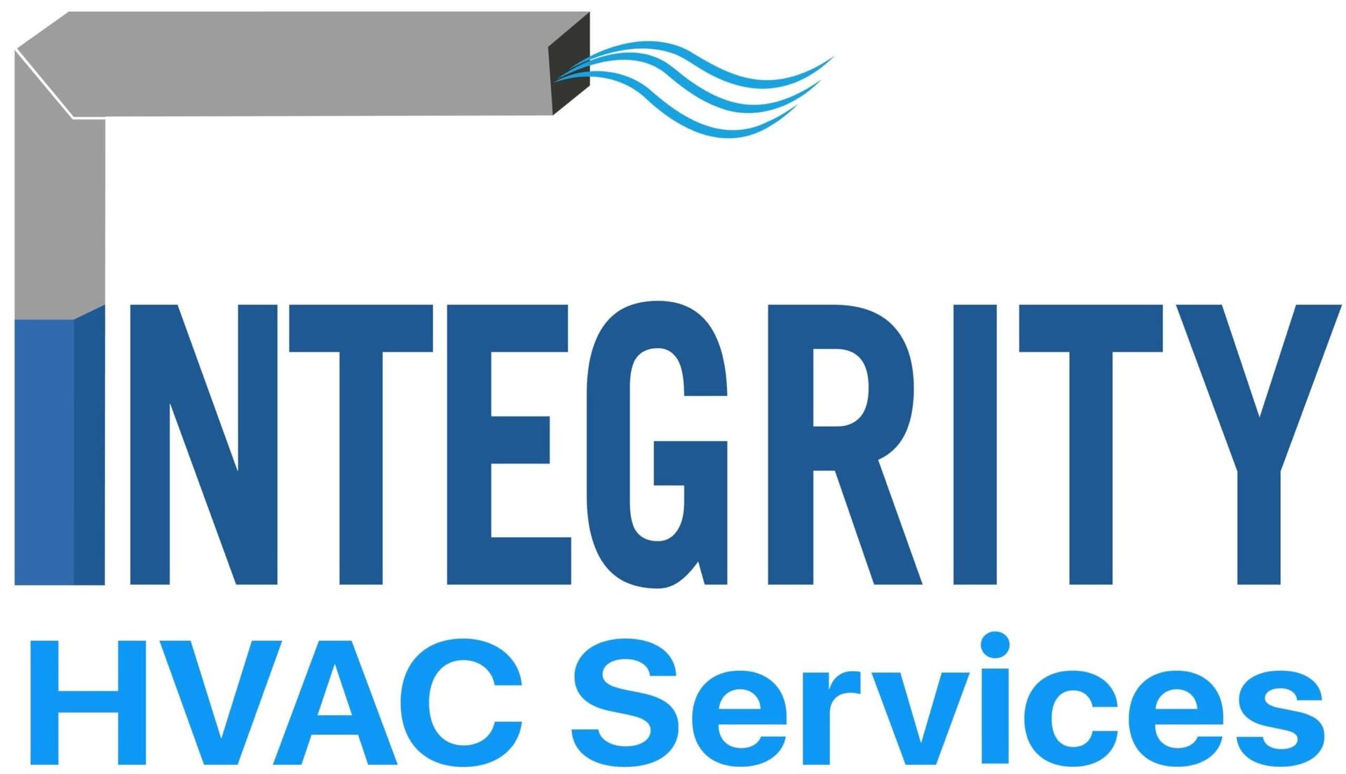 Integrity HVAC Services logo: Blue "INTEGRITY" text, gray HVAC duct with blue air waves.