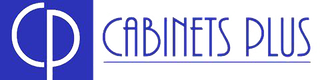 Cabinets Plus logo in blue with stylized CP monogram and wordmark on a light background in Arlington Heights, IL