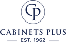 Cabinets Plus logo in blue with stylized CP monogram and wordmark on a light background in Arlington Heights, IL