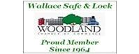 Wallace Safe & Lock logo: green text, includes Woodland Chamber of Commerce logo,  Wallace Safe & Lock logo: green text, includes Woodland Chamber of Commerce logo,