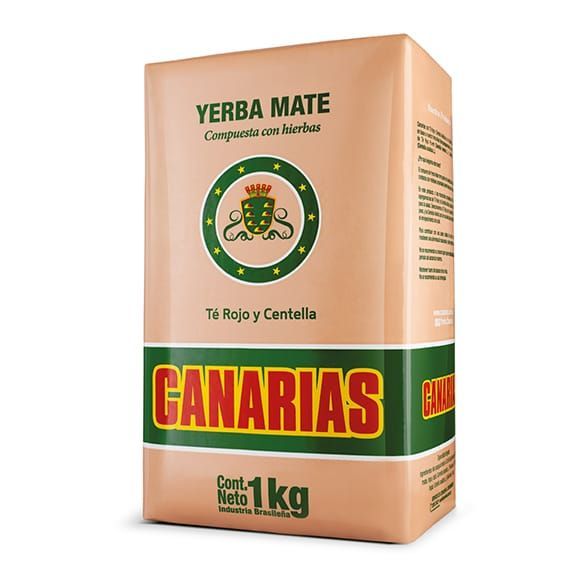 Un paquete de 1 kg de té de yerba mate Canarias con té rojo y centella