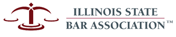 Logo of the Illinois State Bar Association: a dark red balance scale and the organization's name in gray text.