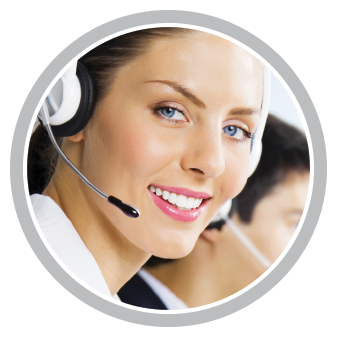 A woman wearing a headset is smiling in a circle