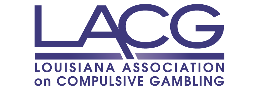 Click to go home Logo for Louisiana Association on Compulsive Gambling, in purple and white.