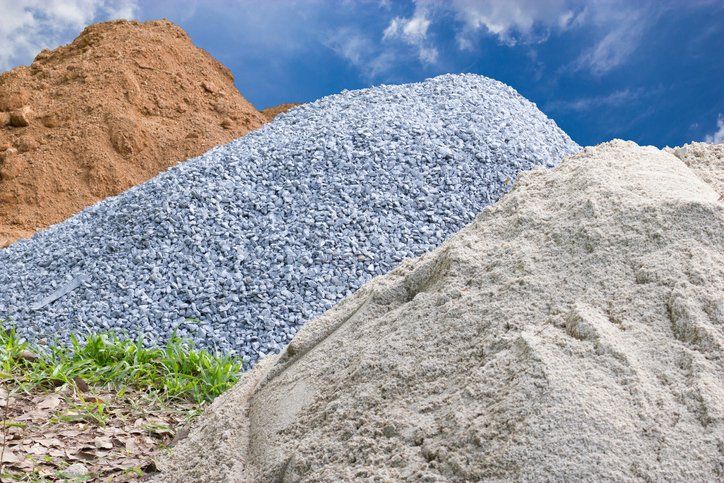 Stone, sand and mounds for construction
