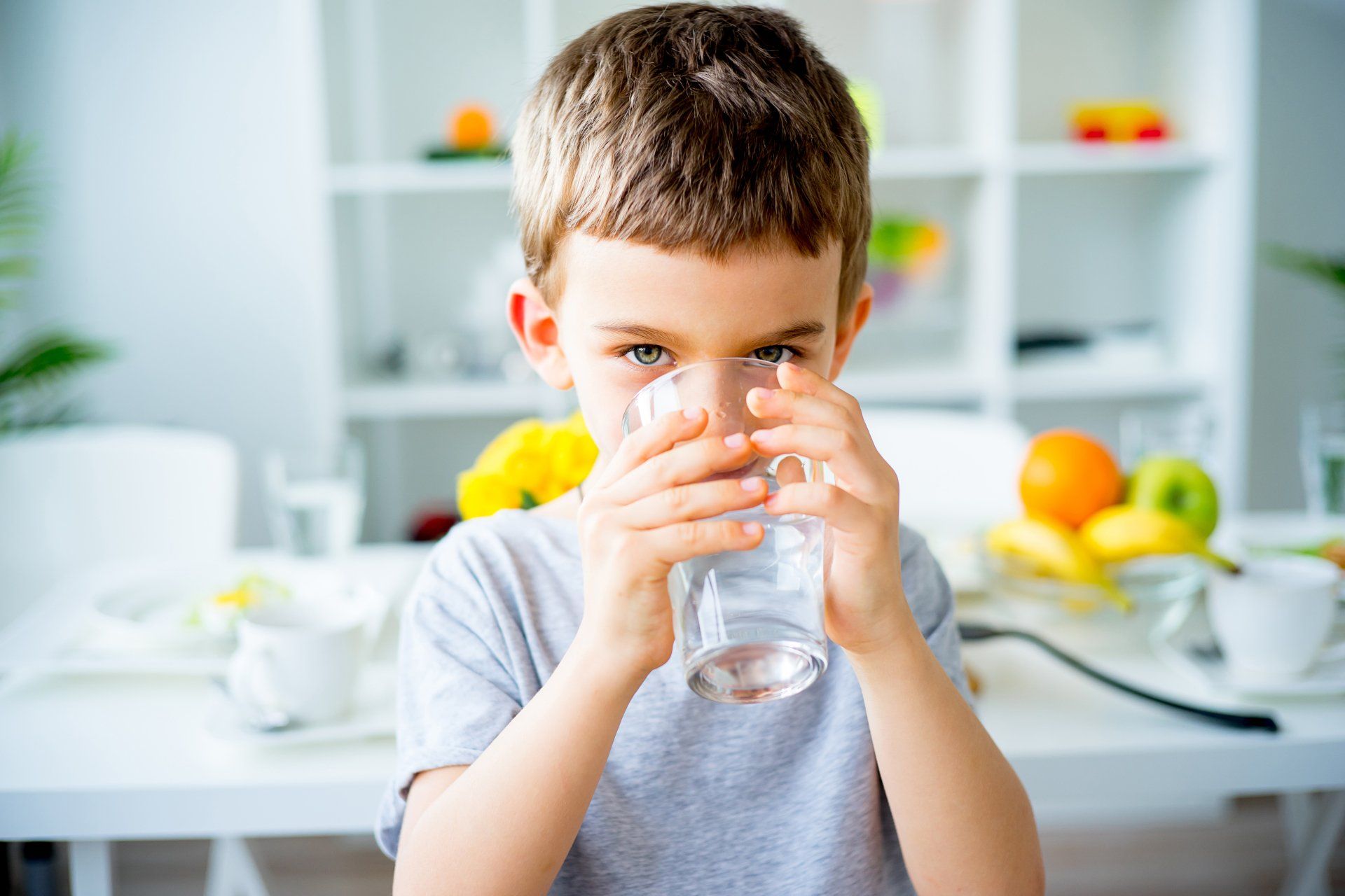 Child drinks water