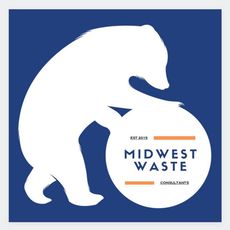 A logo for Midwest Waste with a polar bear