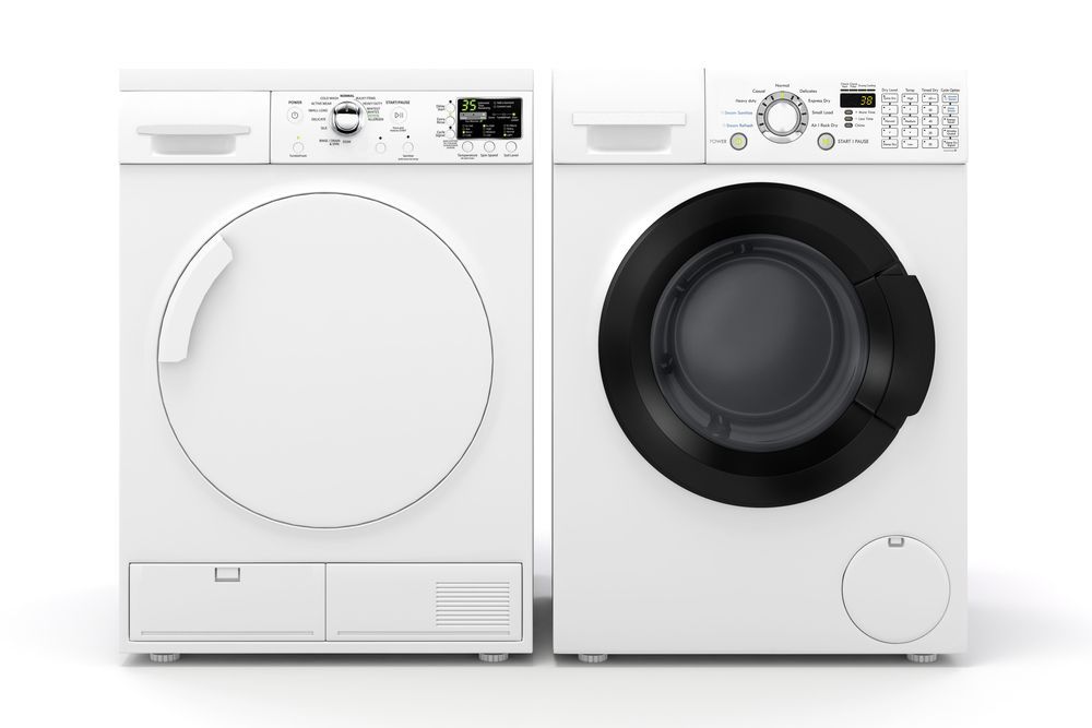 A washer and dryer are sitting next to each other on a white background  β AJ Services in Alice Springs, NT