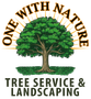 One With Nature Tree Service & Landscaping logo with green tree and black text