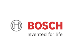 The bosch logo is red and white and says `` invented for life ''.