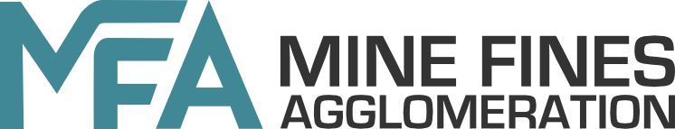 Logo of Mine Fines Agglomeration, text and acronym MFA in teal, black font.