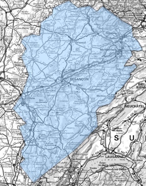 Carte de l'allotissement Besançon étendu, Canal 5D - 180.064 MHz