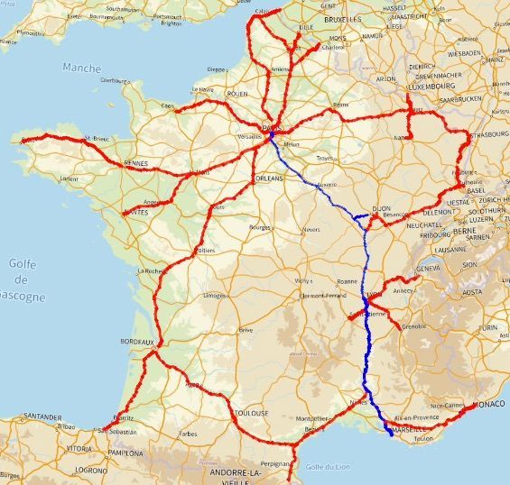 En bleu: déploiement de la 1er phase en 2021. En rouge: déploiement de la 2ème phase en 2023/2024. Sources: IGN/Arcom. Crédit image: Arcom