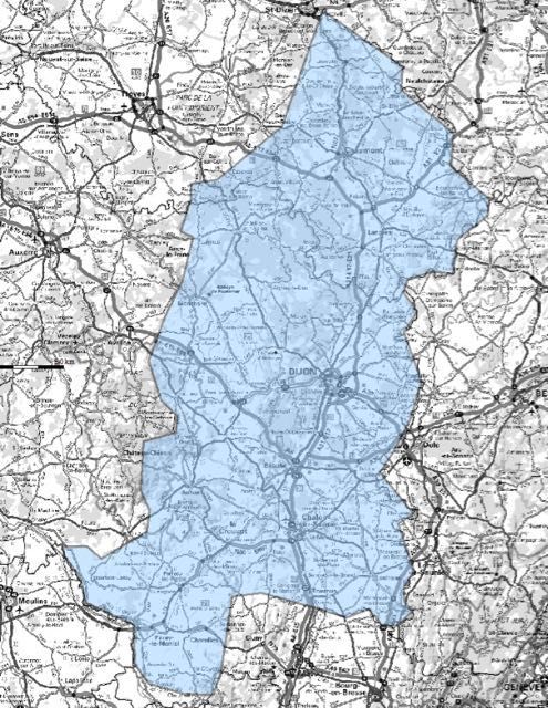 Carte de l'allotissement Dijon étendu, Canal 9B - 204.640 MHz