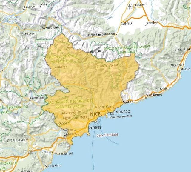Carte de l'allotissement Nice intermédiaire 1, Canal 11B - 218.640 MHz
