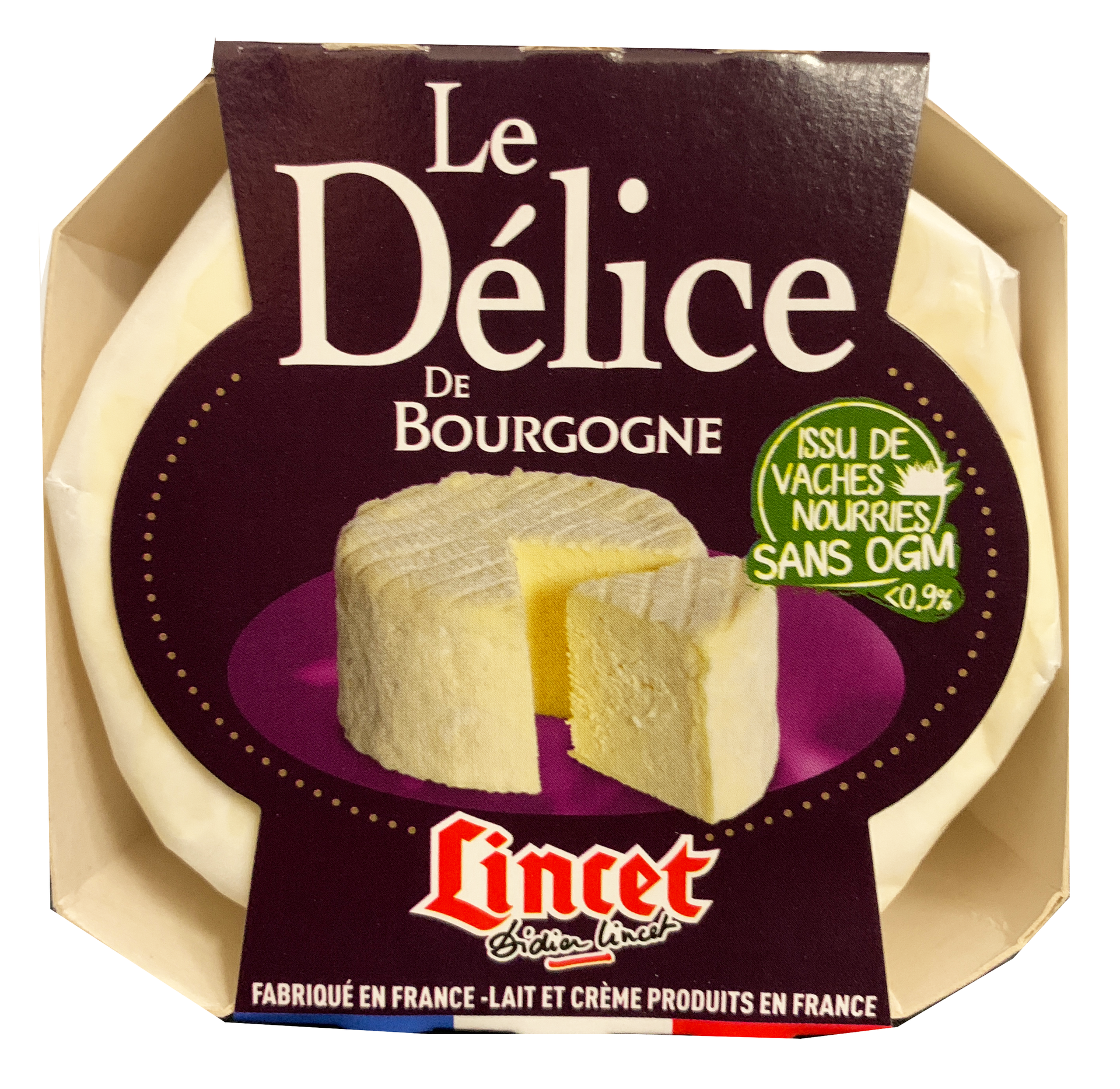 A decadent triple-cream cheese. Rich and full-flavoured with a smooth, velvety, melt-in-the-mouth texture. Delice de Bourgogne is made by adding creme fraiche to full fat cows milk. It has a white bloomy rind which has a mushroomy smell that contrasts nicely with the buttery and tangy notes of the cheese.